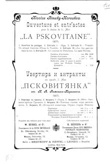 Partition Overture et Entr actes, pour Maid of Pskov, Псковитянка ; Ivan le Terrible