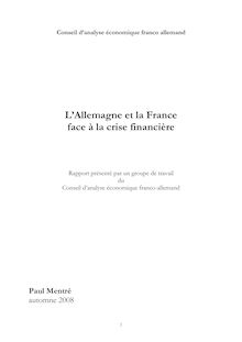 L&#39;Allemagne et la France face à la crise financière