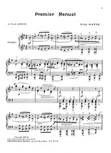 Partition complète, Premier Menuet, Satie, Erik par Erik Satie