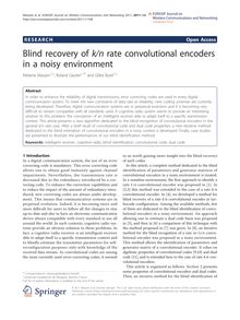 Blind recovery of k/nrate convolutional encoders in a noisy environment