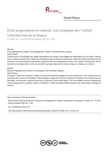 Entre pragmatisme et violence. Les stratégies des mafias colombiennes de la drogue - article ; n°49 ; vol.13, pg 77-96