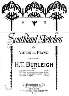 Partition complète, Southland sketches, Burleigh, Harry Thacker