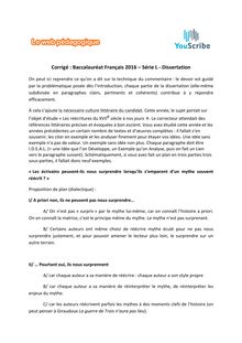 Baccalauréat Français 2016 série L corrigé dissertation