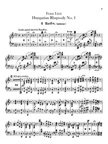Partition 2 harpes (unison), Hungarian Rhapsody No.14, Lento, quasi marcia funebre