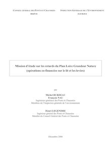 Mission d étude sur les retards du Plan Loire Grandeur Nature (opérations co-financées sur le lit et les levées)