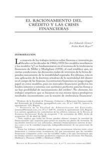 El racionamiento del crédito y las crisis financieras (Financial Crisis and Credit Rationalization)