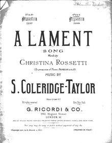 Partition complète (haut voix en B-flat), A Lament, Coleridge-Taylor, Samuel