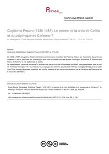 Guglielmo Pesaro (1430-1487). Le peintre de la croix de Cefalù et du polyptyque de Corleone ? - article ; n°1 ; vol.86, pg 213-249
