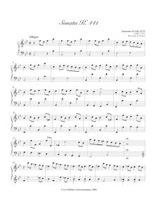 Partition Sonata K.441, 100 clavier sonates, Scarlatti, Domenico