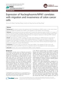 Expression of Nucleophosmin/NPM1 correlates with migration and invasiveness of colon cancer cells