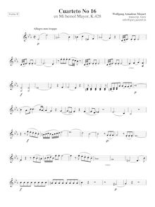 Partition violon II, corde quatuor No.16, E♭ major, Mozart, Wolfgang Amadeus