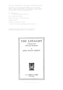 The Loyalist - A Story of the American Revolution