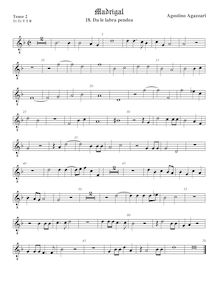 Partition ténor viole de gambe 2, octave aigu clef, Madrigali a 5 voci, Libro 2 par  Agostino Agazzari