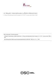A. Meyeb, Internationale Luftfahrt-Abkommen - note biblio ; n°1 ; vol.10, pg 238-238