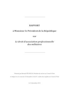 Rapport Pecheur -  Le droit d’association professionnelle des militaires