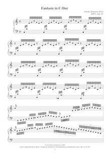 Partition complète, Fantasia en C major, BWV Anh.87, Keyboard, Bach, Johann Sebastian