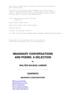 Imaginary Conversations and Poems - A Selection