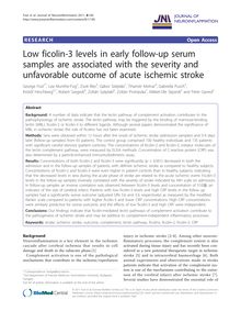 Low ficolin-3 levels in early follow-up serum samples are associated with the severity and unfavorable outcome of acute ischemic stroke