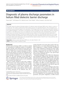 Diagnostic of plasma discharge parameters in helium filled dielectric barrier discharge