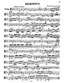 Partition viole de gambe, corde quatuor No.5, Op.44 No.3, E♭ major