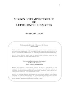Mission interministérielle de lutte contre les sectes   rapport 2000