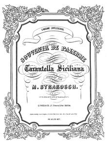 Partition complète, Tarantella Siciliana, Souvenir de Palerme, Strakosch, Maurice