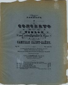 Partition couverture couleur, violon Concerto No.1, Op.20, Concerto pour Violon avec accompagnement d Orchestre