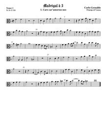 Partition ténor viole de gambe 1, alto clef, Madrigali a Cinque Voci [Libro secondo] par Carlo Gesualdo