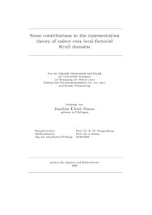 Some contributions to the representation theory of orders over local factorial Krull domains [Elektronische Ressource] / vorgelegt von Joachim Ulrich Simon