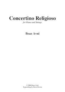 Partition complète, Concertino Religioso, Avni, Boaz
