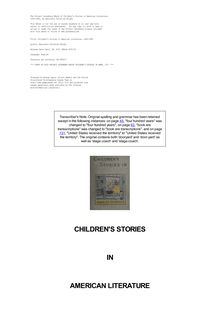 Children s Stories in American Literature, 1660-1860