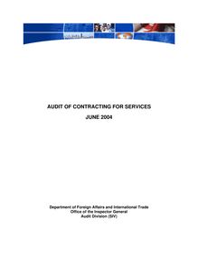 Audit of Contracting for Services (June 2004)