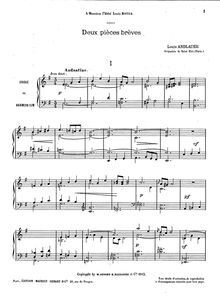 Partition complète, 2 Pièces Brèves, Deux pièces brèves, Andlauer, Louis Marie François