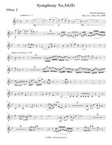 Partition hautbois 2, Symphony No.34, F major, Rondeau, Michel