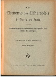 Partition Complete Book, Die Elemente des Zitherspiels en Theorie und Praxis