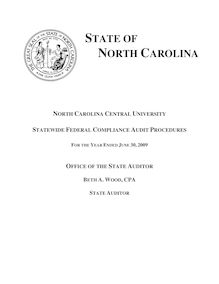 North Carolina Central University - Statewide Federal Compliance Audit  Procedures