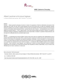 Albert Lautman et le souci logique - article ; n°1 ; vol.40, pg 49-77