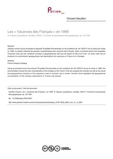 Les « Vacances des Français » en 1999 - article ; n°2 ; vol.21, pg 341-350