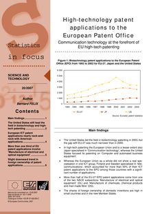 High-technology patent applications to the European Patent Office