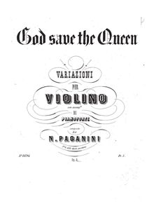 Partition violon et Piano parties, Variations on ‘God Save pour King’, Op.9