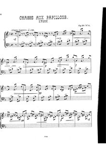 Partition No.4 - Etude (Chasse aux Papillons), Piano pièces, Op.20