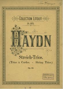Partition violon, 3 corde Trios, Op.53, G dur, Haydn, Joseph