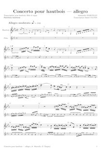 Partition hautbois , partie, hautbois Concerto, D minor, Marcello, Alessandro