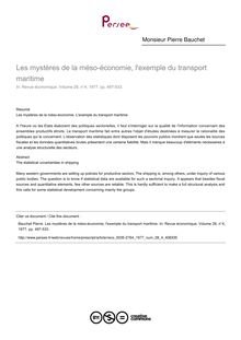 Les mystères de la méso-économie, l exemple du transport maritime - article ; n°4 ; vol.28, pg 497-533