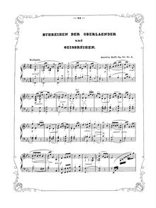 Partition No. 6: Kuhreihen der Oberländer und Geisreihen, Schweizerweisen, Op.60