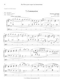 Partition 7b. Communion (transposed en G major), Dix pièces pour orgue ou harmonium