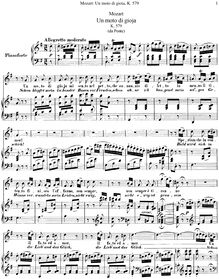 Partition de piano, Un moto di gioia mi sento, Schon klopfet mein liebender Busen par Wolfgang Amadeus Mozart