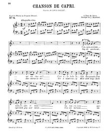 Partition complète (F Major: haut voix et piano), Chanson de Capri par Jules Massenet