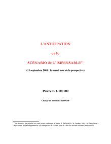 L ANTICIPATION et le SCÉNARIO de L"IMPENSABLE"1