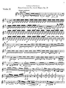 Partition violons II, Piano Concerto No.4, G major, Beethoven, Ludwig van